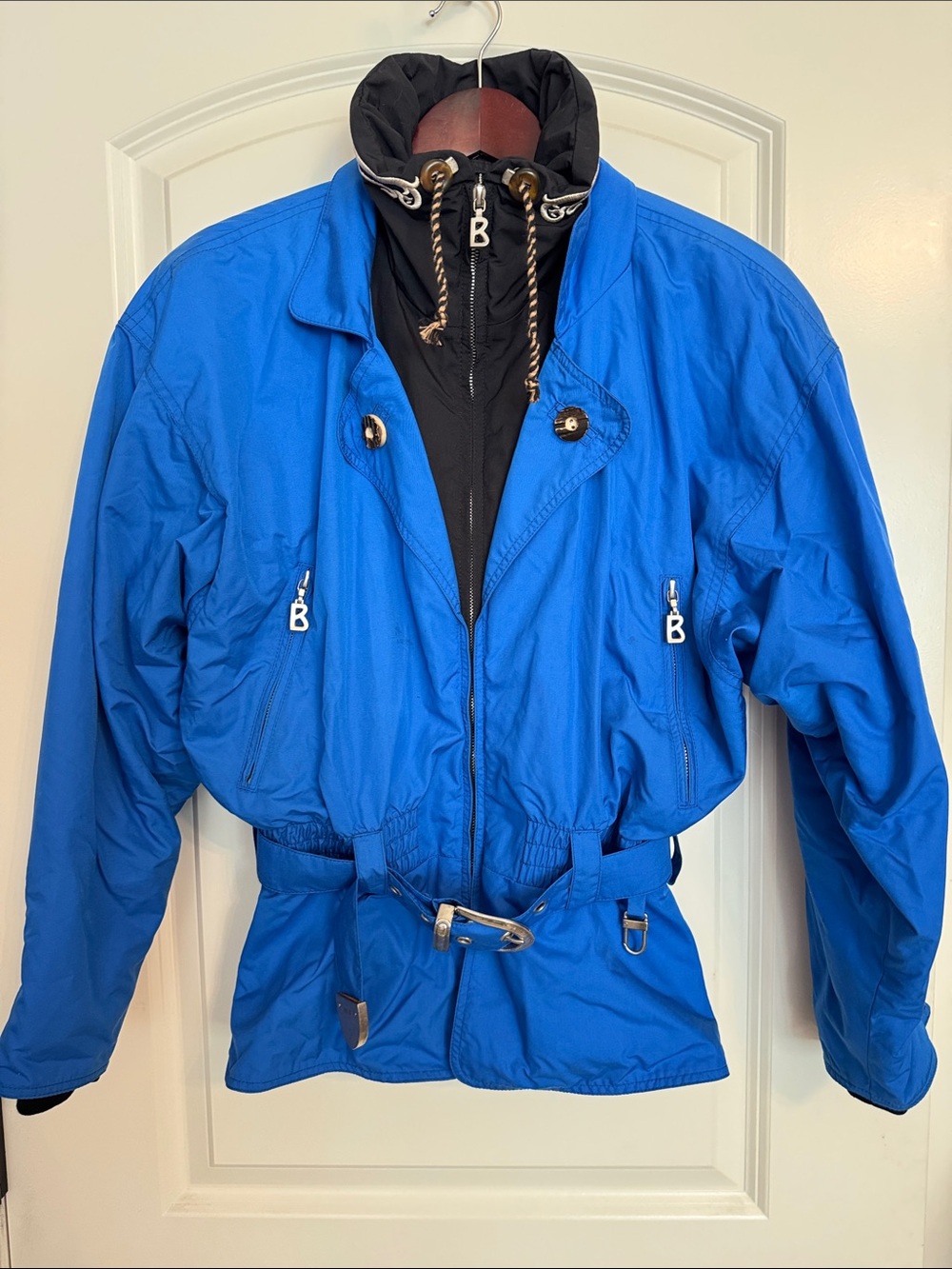 Vintage Bogner Bright Blue Ski Jacket with Black Inner Layer